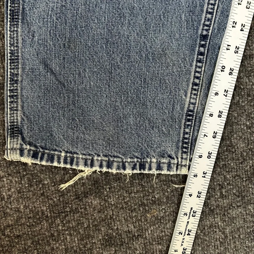 Wrangler Carpenter Jeans Mens Size 40 Blue Denim Relaxed Fit Distressed Workwear